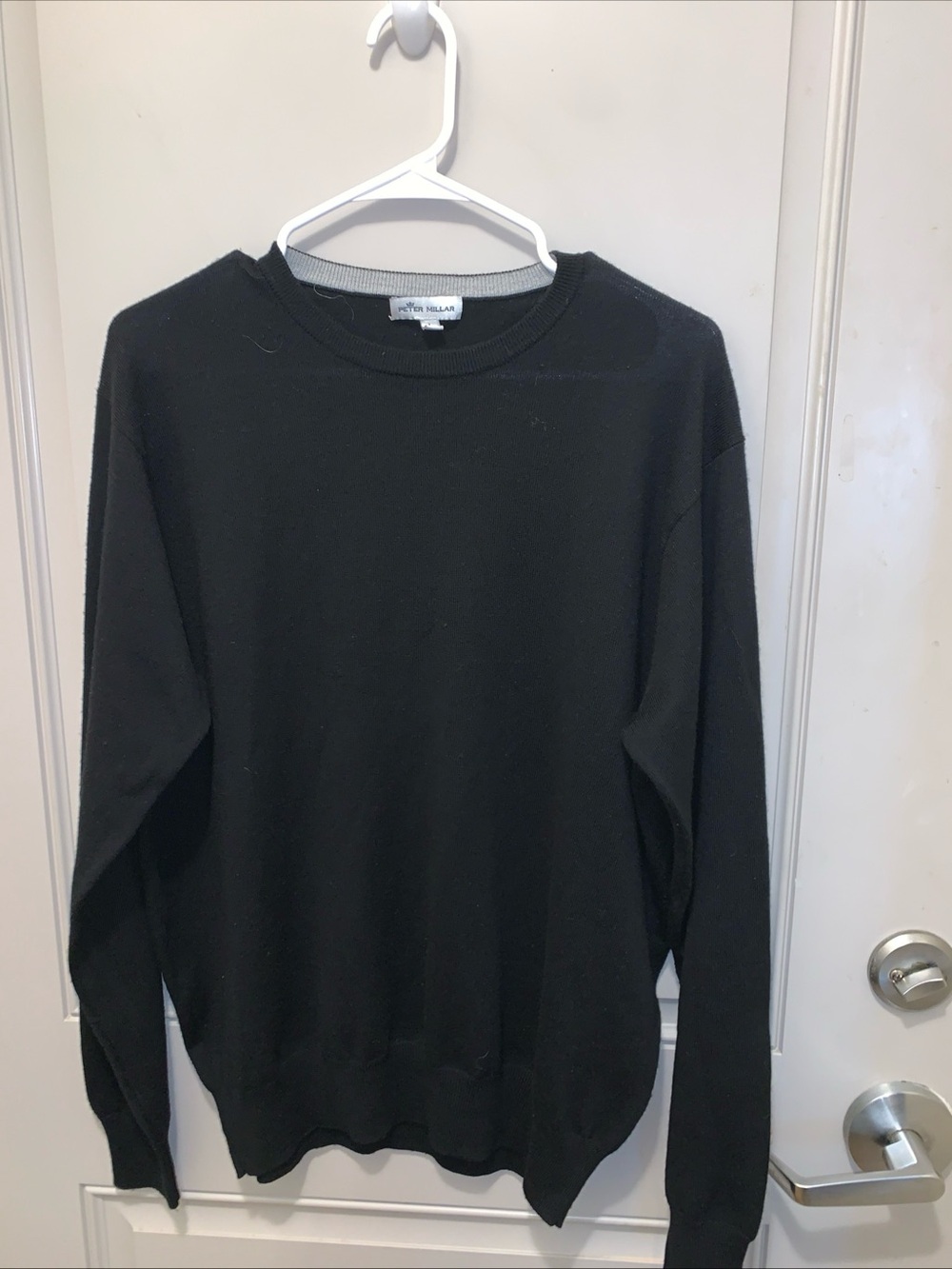 Peter Millar Men’s Black Sweater Size L Merino Wool Silk Blend Preppy